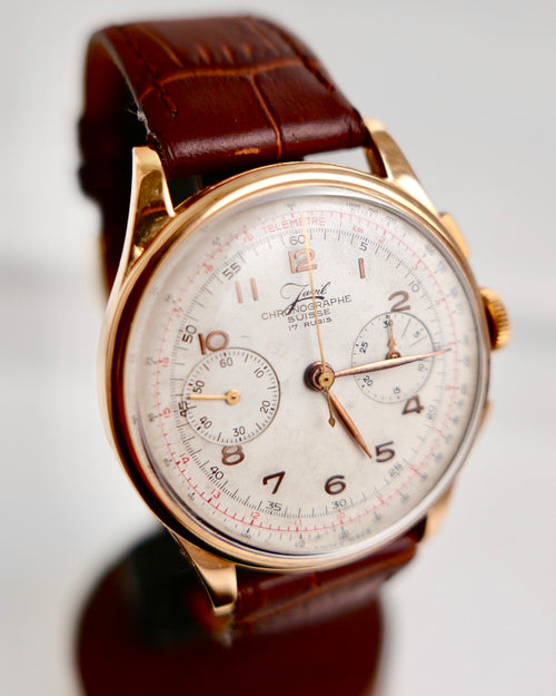 1950s Geneve Suisse Chronographe 18K Solid Rose Gold Landeron 48