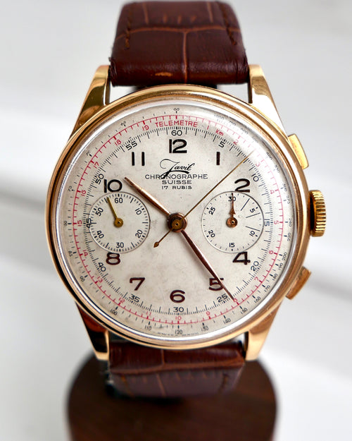 1950s Geneve Suisse Chronographe 18K Solid Rose Gold Landeron 48