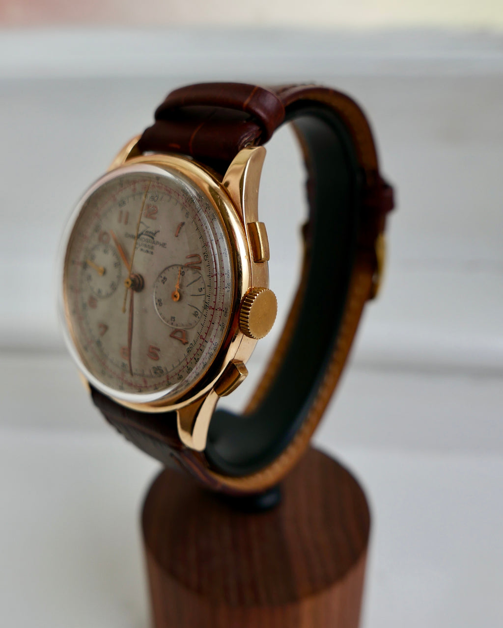 1950s Geneve Suisse Chronographe 18K Solid Rose Gold Landeron 48