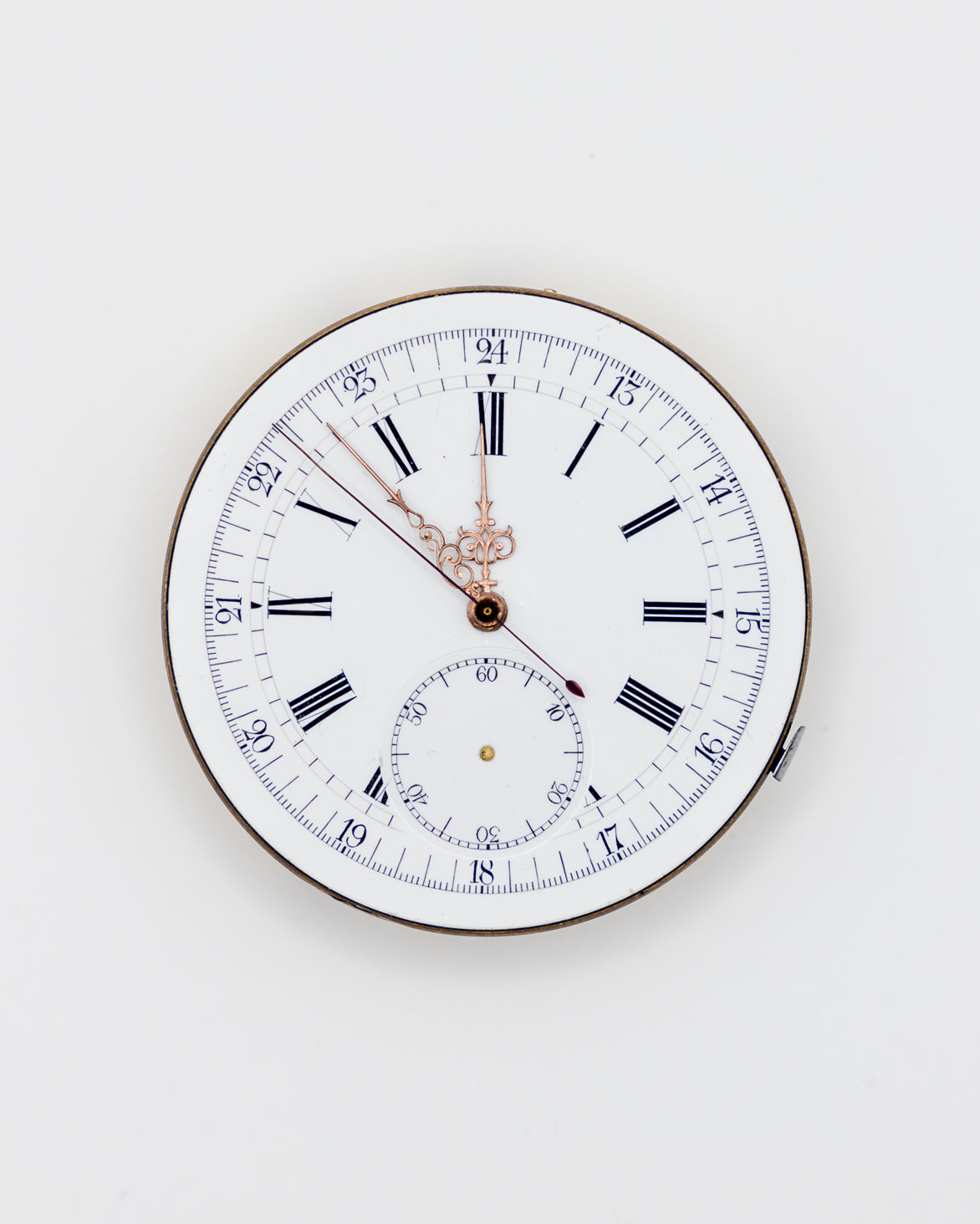 1880s - Quarter Repeater Chime Pocket Watch Movement, Ceramic Dial, and Hands - Running with Damage