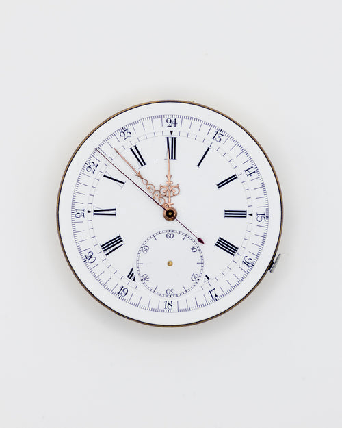 1880s - Quarter Repeater Chime Pocket Watch Movement, Ceramic Dial, and Hands - Running with Damage