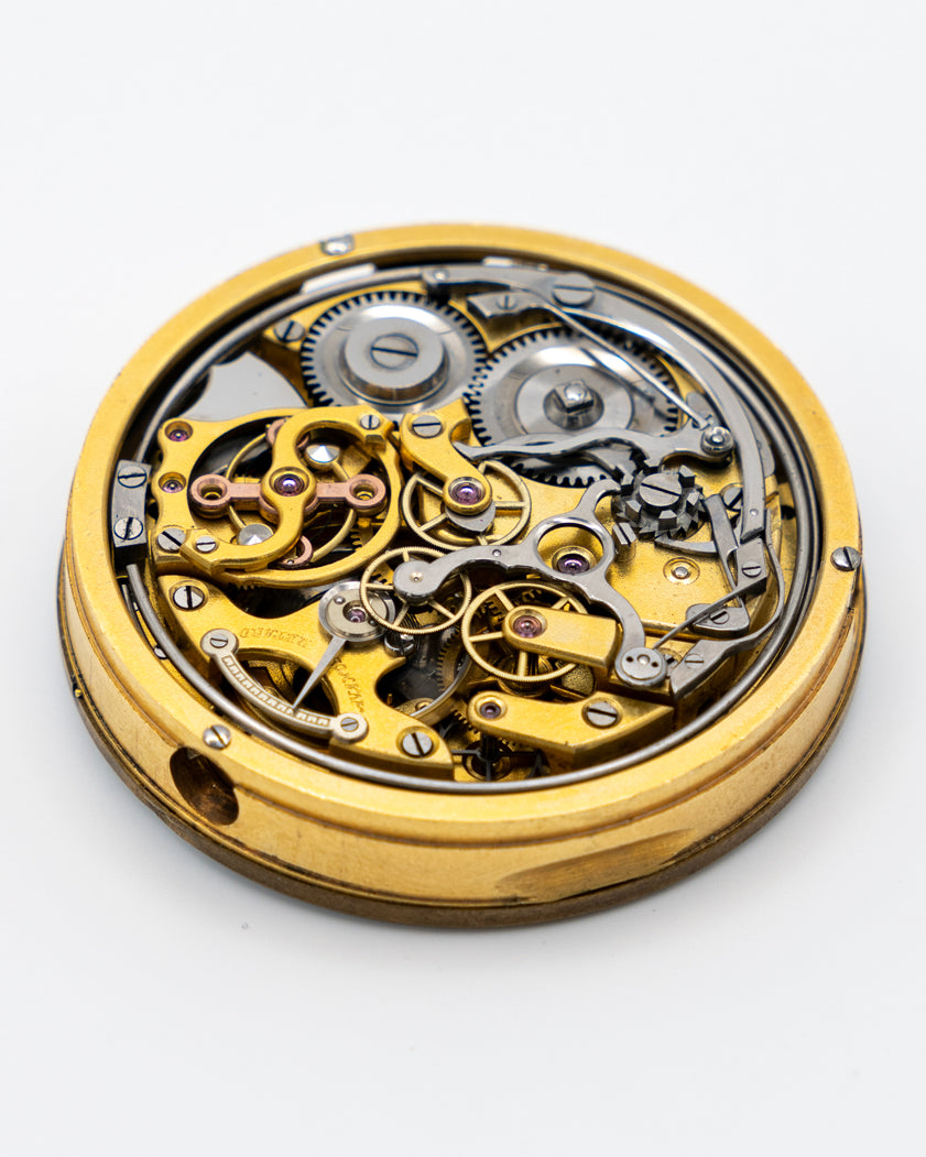 1880s - Quarter Repeater Chime Pocket Watch Movement, Ceramic Dial, and Hands - Running with Damage